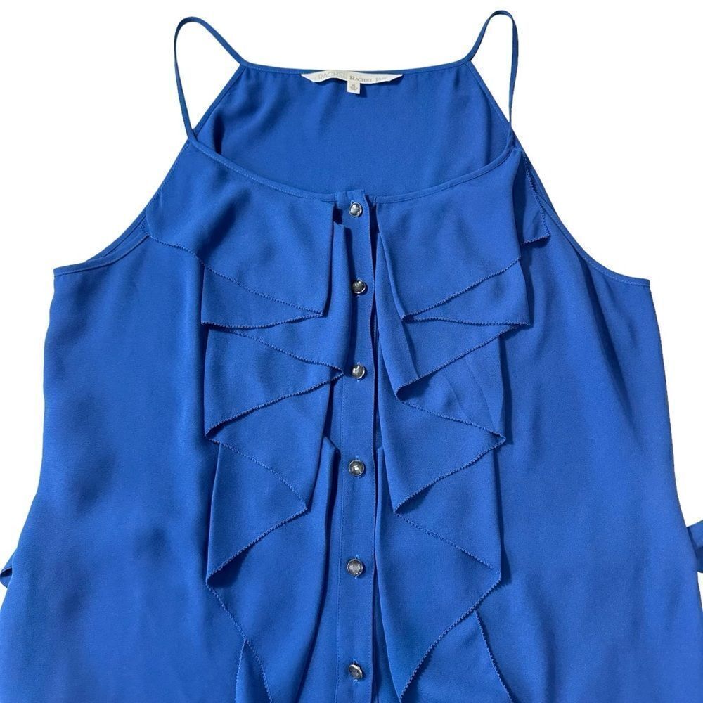 Rachel Rachel Roy Royal Blue Ruffle Button Front Halter Summer Dress, XL - Picture 7 of 12